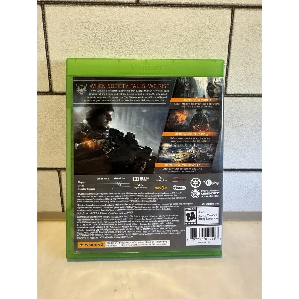 Tom Clancys The Division Xbox One CIB No Manual Fast Shipping Good Condition